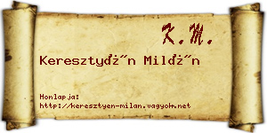 Keresztyén Milán névjegykártya
